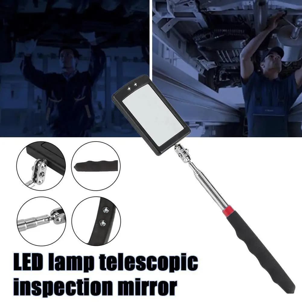 Specchio Pieghevole con Rilevamento a 360° ° Specchio d'Ispezione Girevole Universale per Riparazione Auto, Accessorio con Base Telescopica