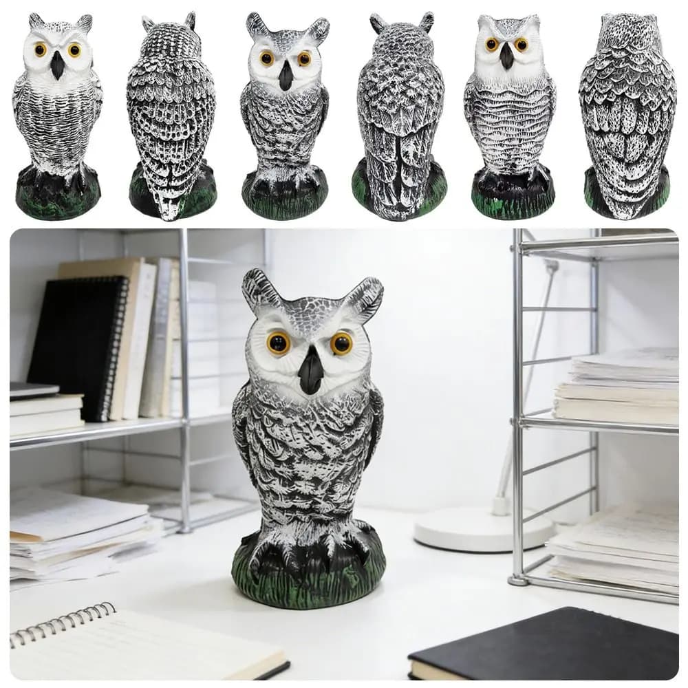 Waterproof Owl Bird Deterrent Shaking Head Plastic Material Simulation Owl Solar Protection External Use Plastic Owls Garden