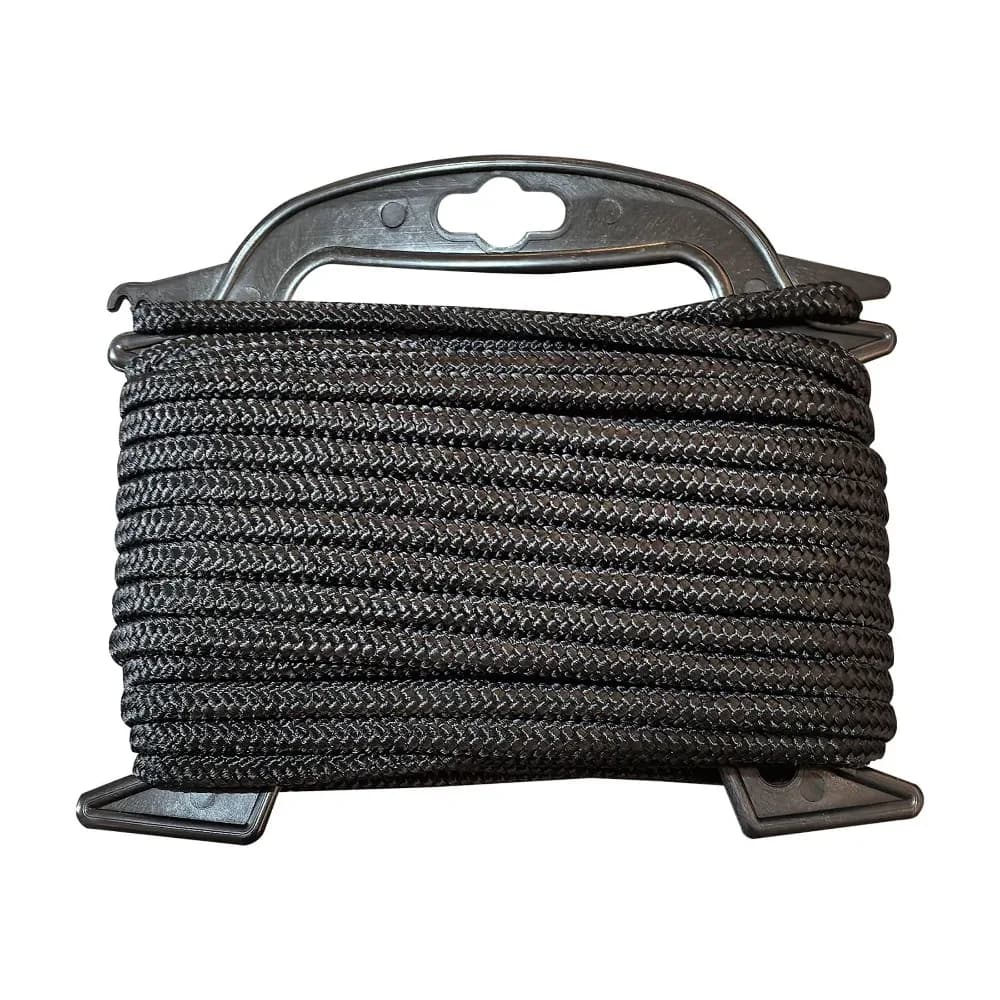 Black Polypropylene Diamond Braid Rope 1/4 Inch Diameter 50 Feet Length for Marine Outdoor Boating Camping Heavy Duty