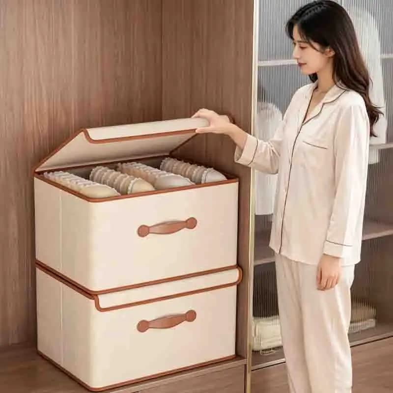 Large Capacity with Lid Wardrobe Underwear Storage Boxs Clothes Storage Boxs Household Boxed Clothes Blankets Storage Baskets