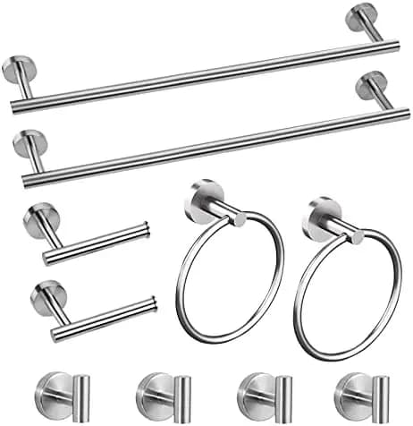 Set da bagno Cilee in nichel spazzolato da 10 pezzi - Acciaio inossidabile SUS304, portasciugamani da 16 pollici, porta TP e altro ancora
