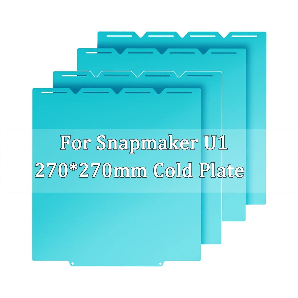 Piastra di stampa 270x270MM per Snapmaker U1, in PLA/PETG, con superficie raffreddata Glacier, adesione ineguagliabile, accessori per stampante 3D U1 a colori