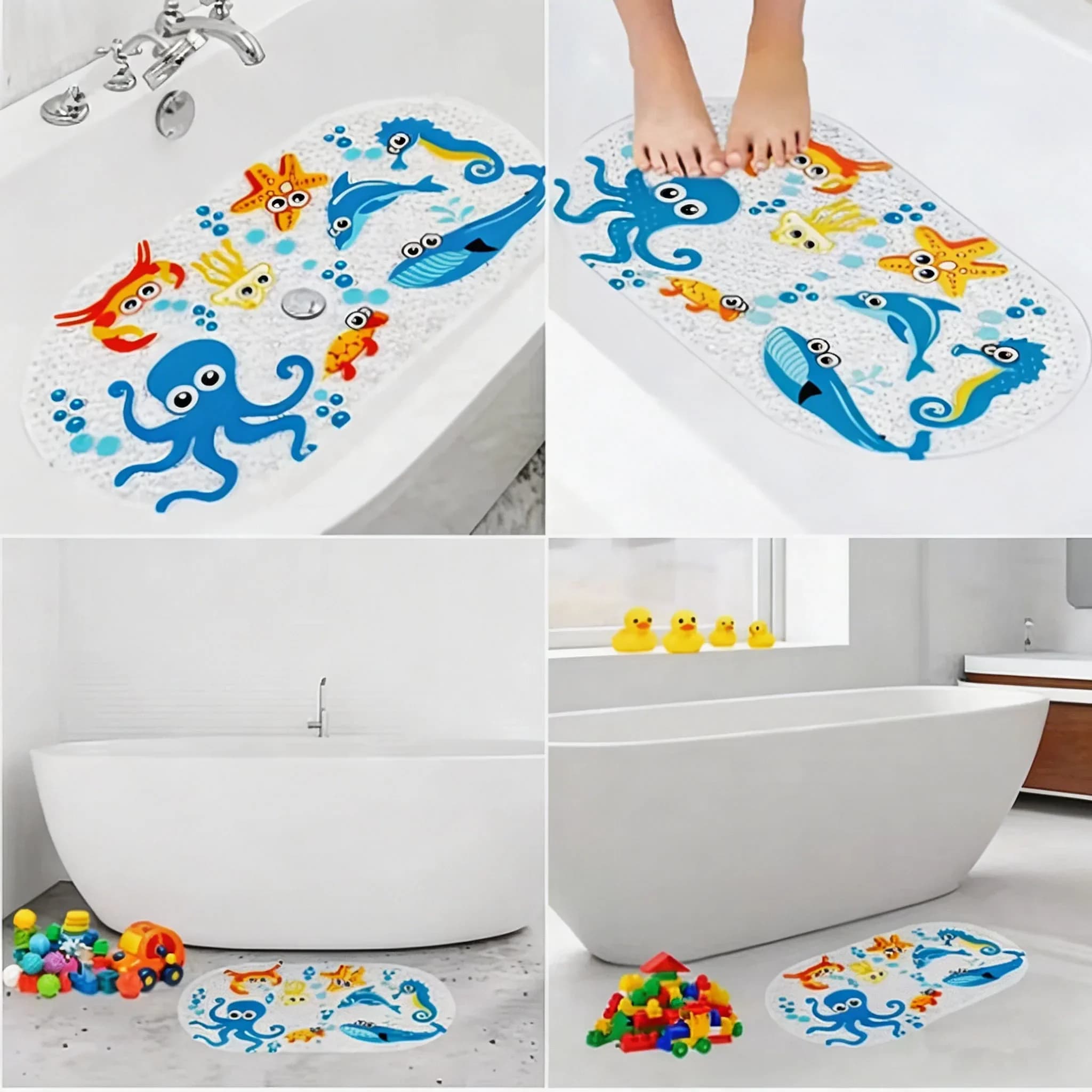 1 tappetino antiscivolo con ventose, 38x69 cm, per vasca da bagno e doccia, sicuro e antiscivolo, per migliorare la sicurezza del bagno.