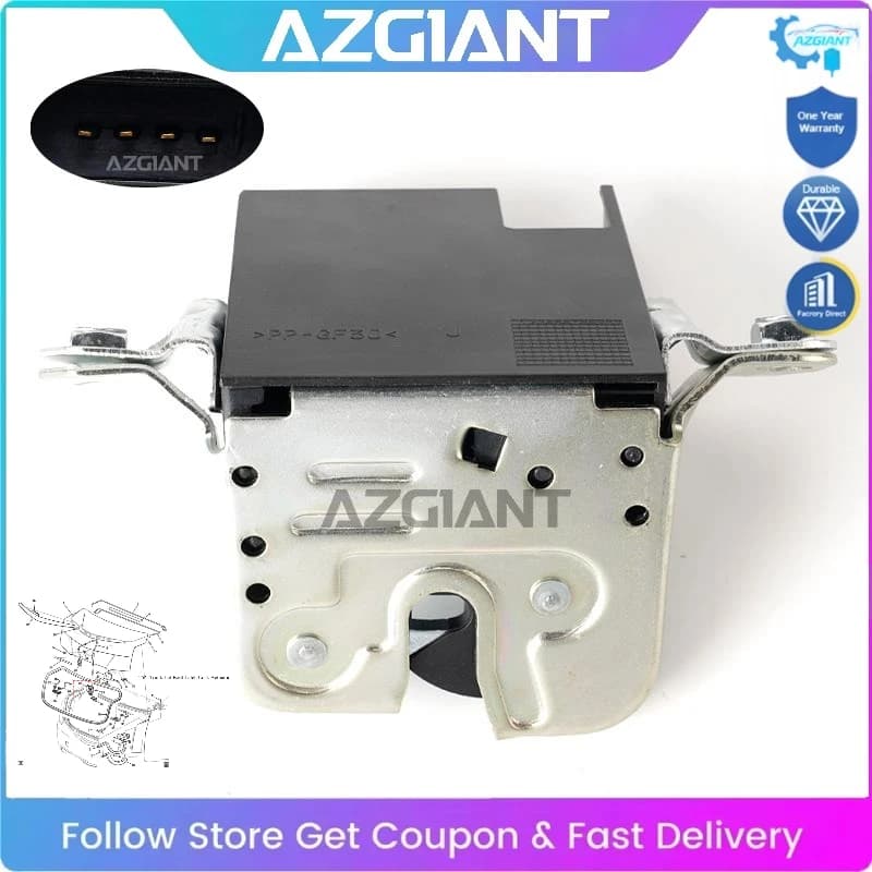 AZGIANT Auto Potere Porta Posteriore Tronco Coperchio Chiusura Blocco Motore di Rilascio 4Pin per VW Touareg Sharan (7N) MPV Auto-Riparazione OE # 7P0827505E