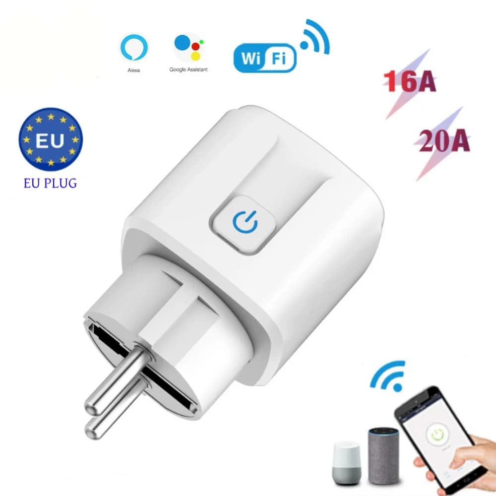 Smart WiFi EU 16A 20A with Energy Monitoring, Timer, App and Voice Control for Alexa, Google Home and Smart Life