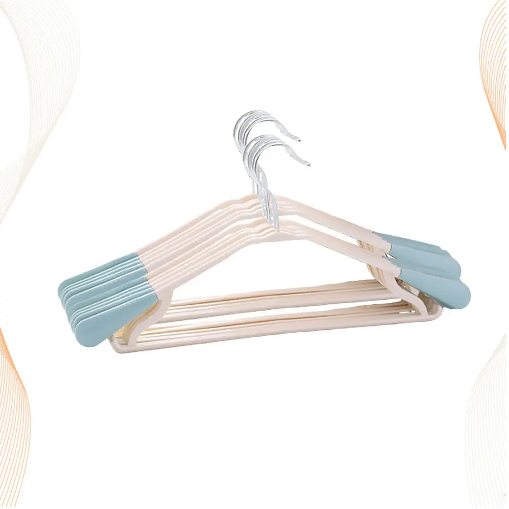 10 Pezzi Appendiabiti in Plastica Antiscivolo Senza Tracolla per Pantaloni, Design Ergonomico Curvo, Senza Pieghe, Gancio Girevole