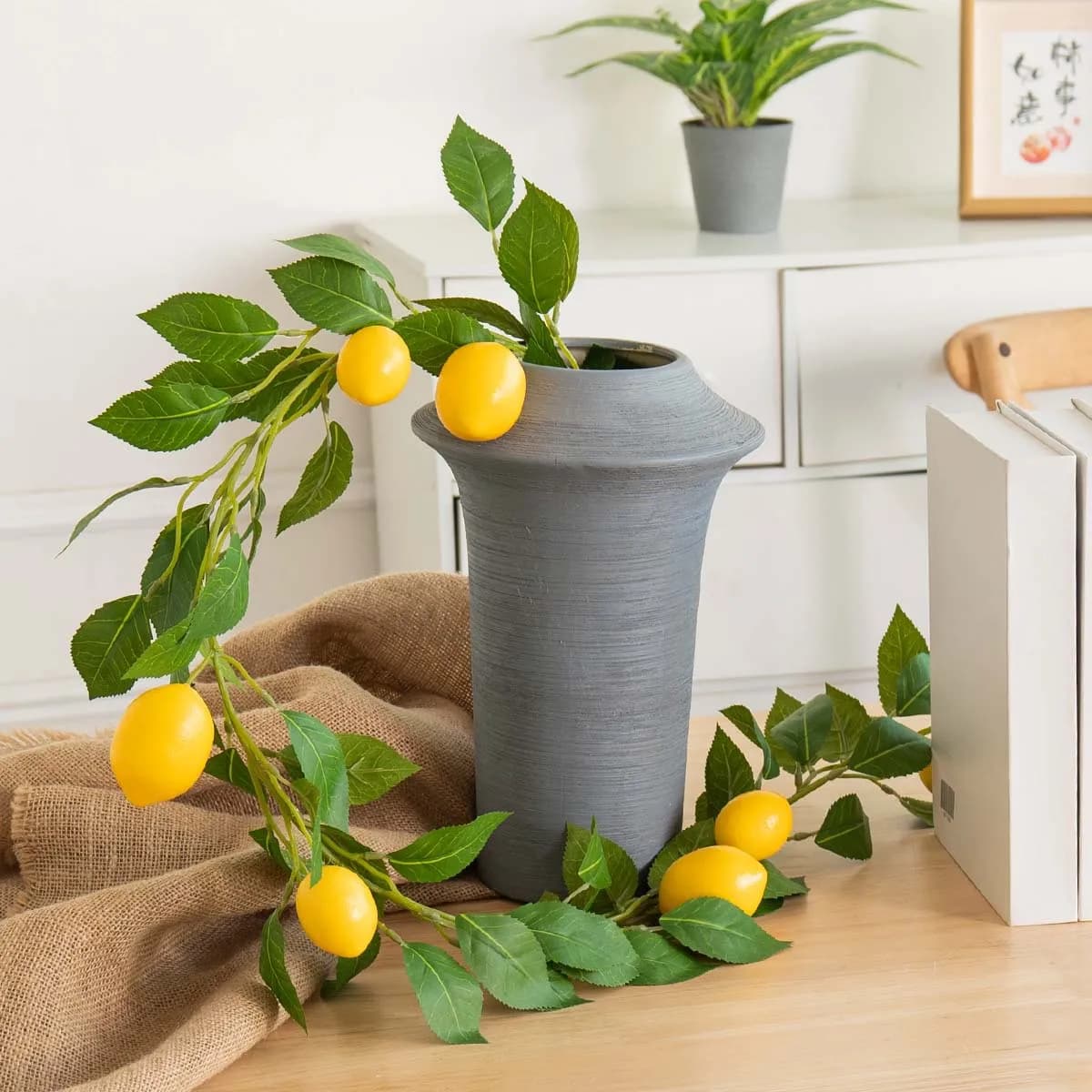Artificial lemon garland with green plants, wall covering for home door, dining table decoration, wedding party