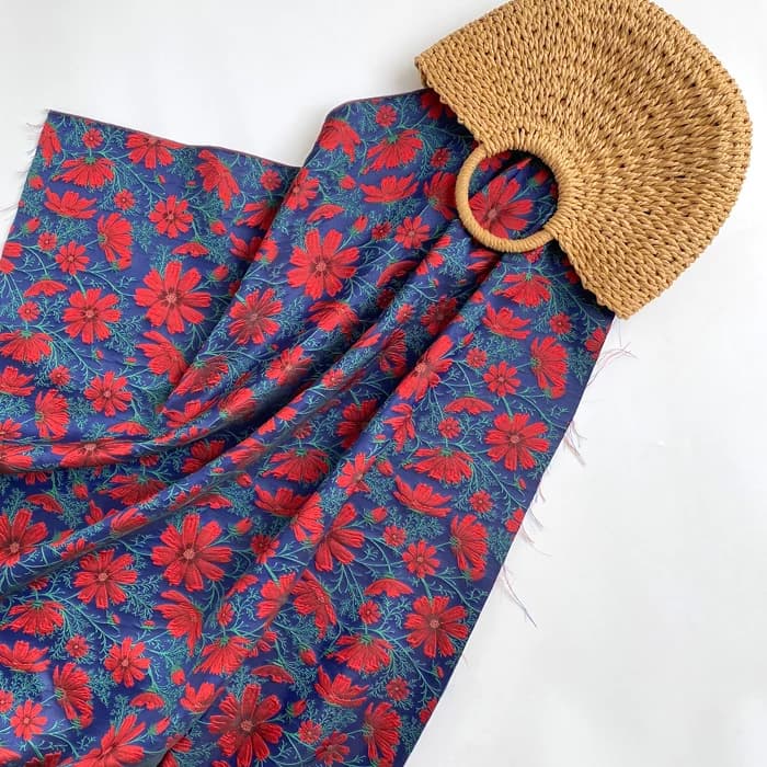 Tessuto Jacquard Broccato Tinto in Filo Rosso Scuro con Fiori Gesang in Rilievo, 1 Yard, per Gonne Tutu Plissettate, Borse e Cucito Fai da Te