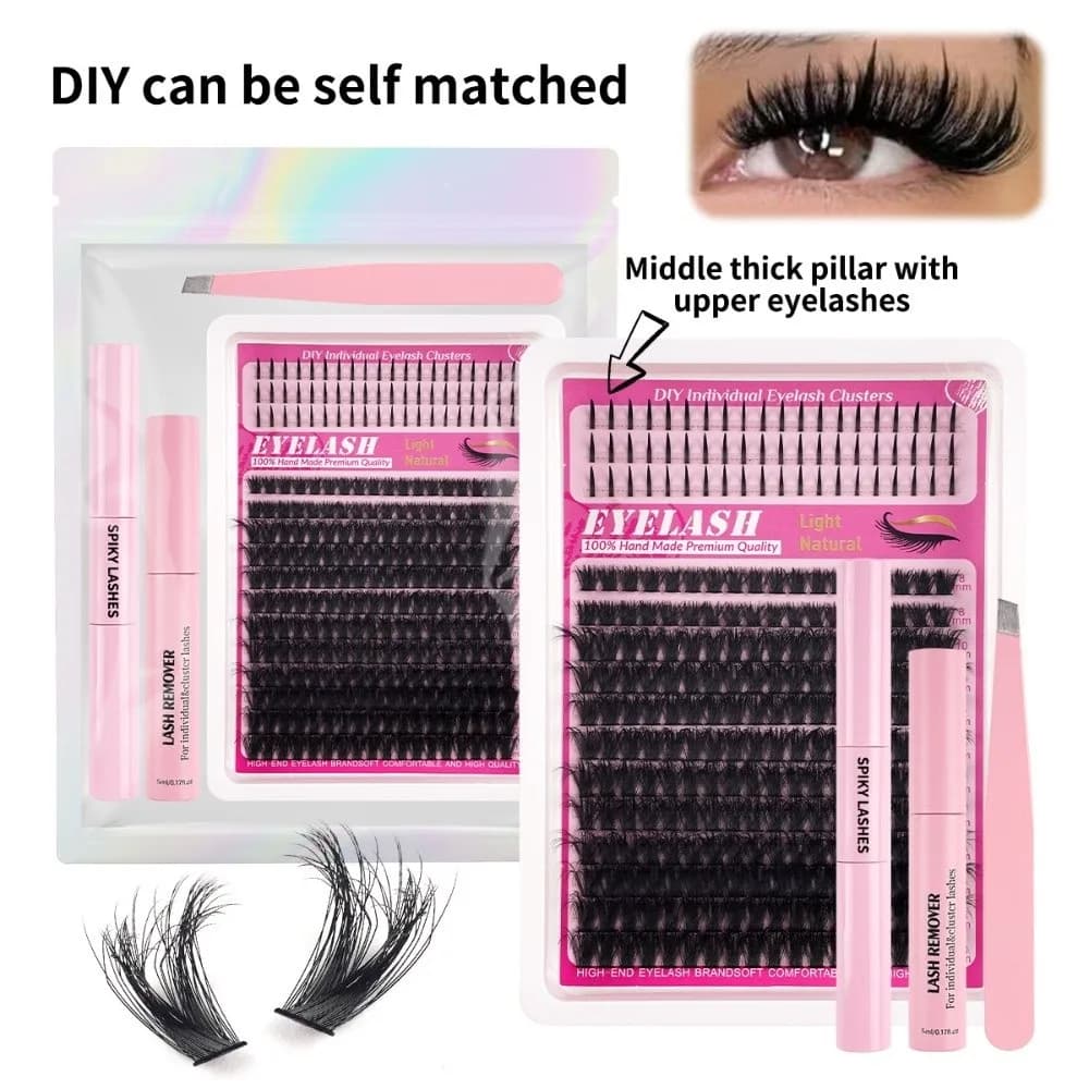 Extension Kit Eyelashes Make by You with Faux 3D Eyelashes Visone Effect, Length 8-18mm, Wispy Style, Design by Ciuffetti, for a Natural Look, with Wall decal and Sealing