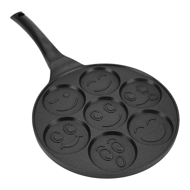 7 Holes Non-Stick Pancake Pan Smiley Face Animal Mold Egg Frying Pan Cast Aluminum Waffle Maker Pan PFOA Free Suitable for Induction Cooker All Stovetops