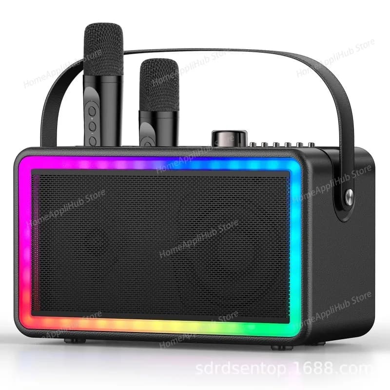 Altoparlanti ricaricabili per macchina karaoke con 2 microfoni Sistema di altoparlanti portatili Pa Kit cassa audio KTV wireless con DSP