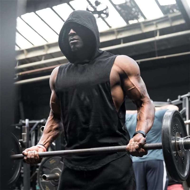 Canotta da palestra da uomo semplice Canottiere Bodybuilding Stringer Gilet muscolare Felpe con cappuccio Fitness T-shirt senza maniche con cappuccio Cut Off Sports