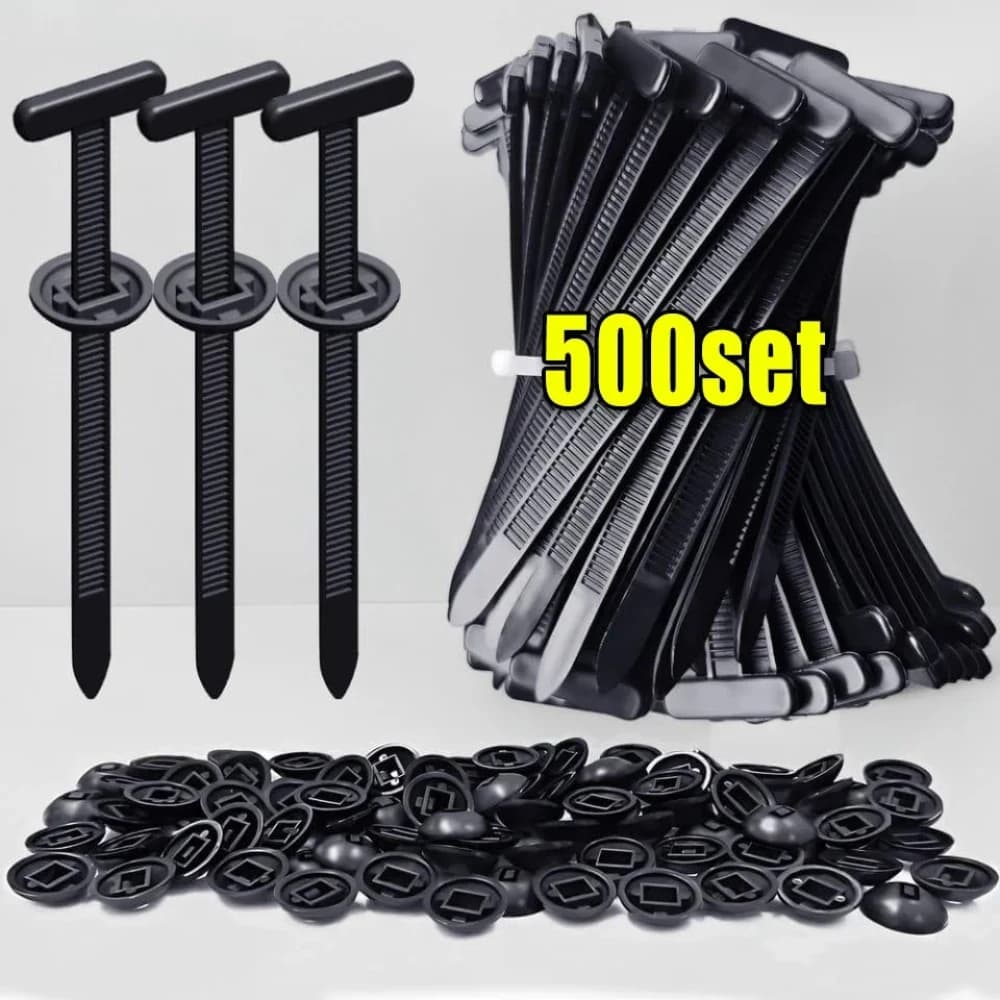 1000 set di fascette stringicavo universali autobloccanti in nylon, resistenti, con perno e bottone, per riparazioni auto e fissaggio rapido