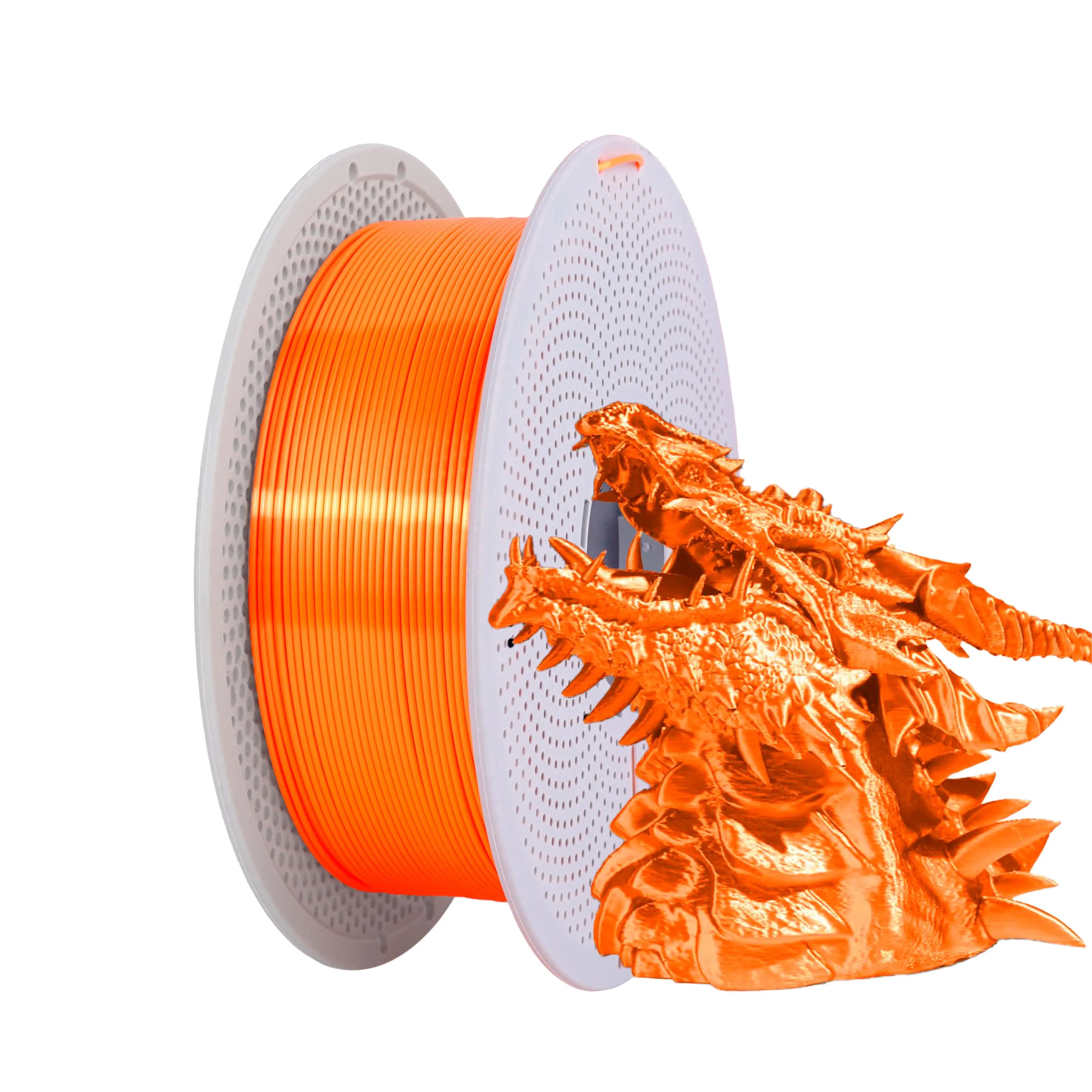 Filamento per Stampante 3D in PLA Seta Arancione 1kg 1.75mm, Bobina (2.2 libbre), Precisione Dimensionale +/- 0.03mm, Compatibile con la Maggior Parte delle Stampanti FDM PLA Seta