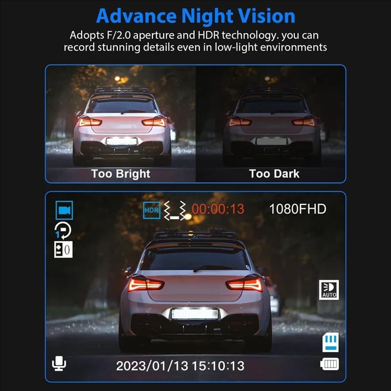 Car Dash Cam,3 Channel Dash Cam,1080P Dash Cam Front And Inside, Triple Dash Cam, G-Sensor, 24Hr Parking, Loop Recording