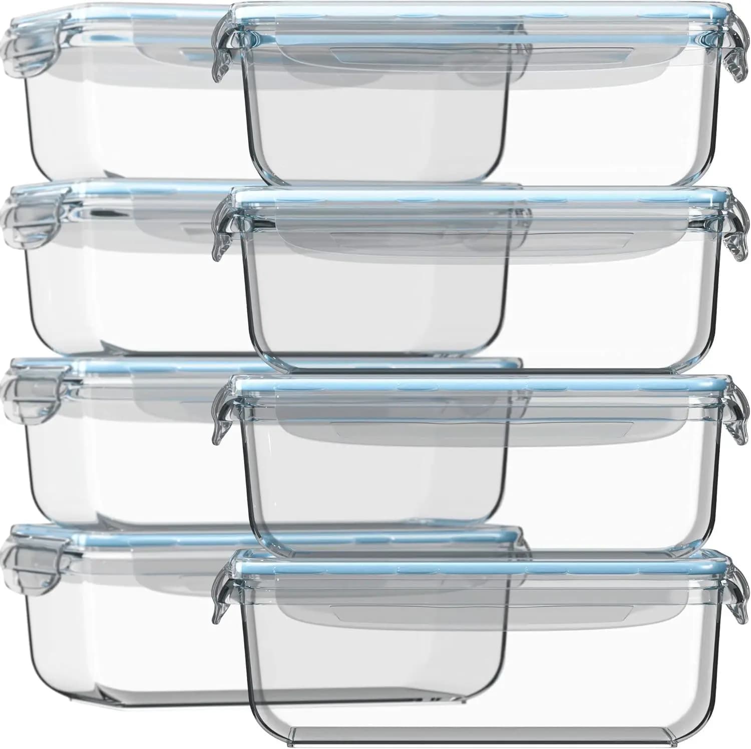 16 pezzi (set di 8) contenitori per la preparazione dei pasti in vetro da 30 Oz con coperchi, contenitori ermetici per la conservazione degli alimenti in vetro di grandi dimensioni, vendita diretta in fabbrica