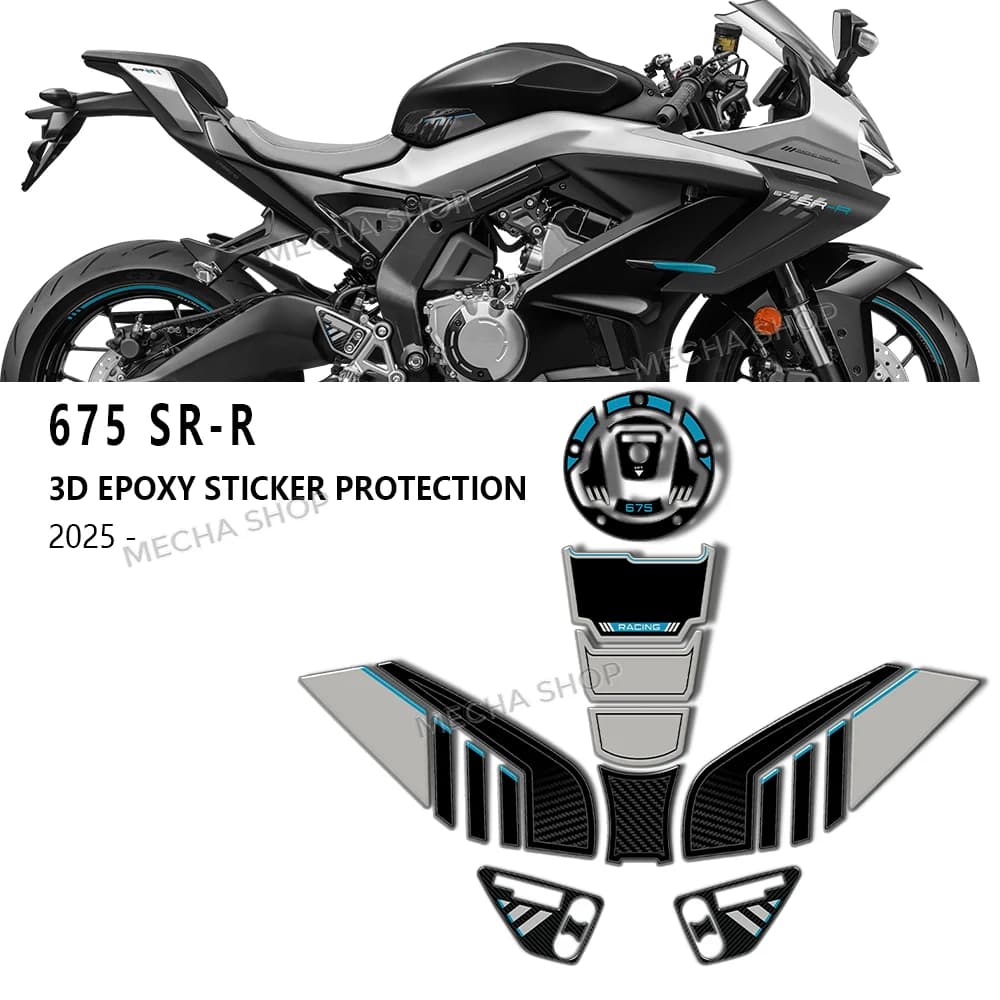 Protezione Serbatoio Moto 3D in Gel per CF MOTO 675SR-R 2025-2026, Adesivi Protettivi Laterali per Ginocchia