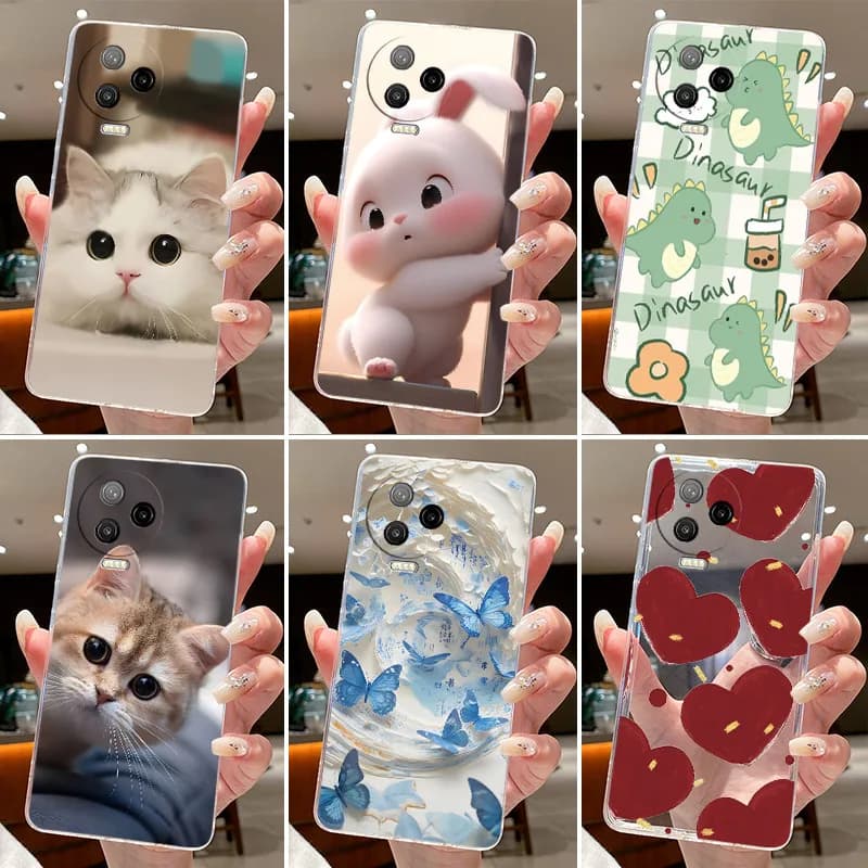 For Infinix Note 12 Pro 4G 5G 2023 Cases Note12 G96 Shells Transparent Silicone Soft TPU Back Cover Cute Rabbit Cat Phone Case