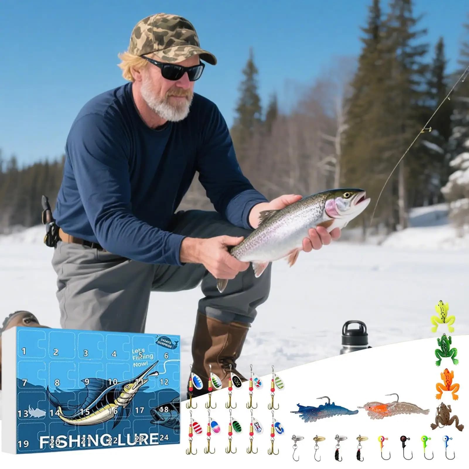 24 Day Christmas Advent Calendar Advent Calendar with Christmas Fishing bait Advent Calendar with countdown for 24-day fishing equipment