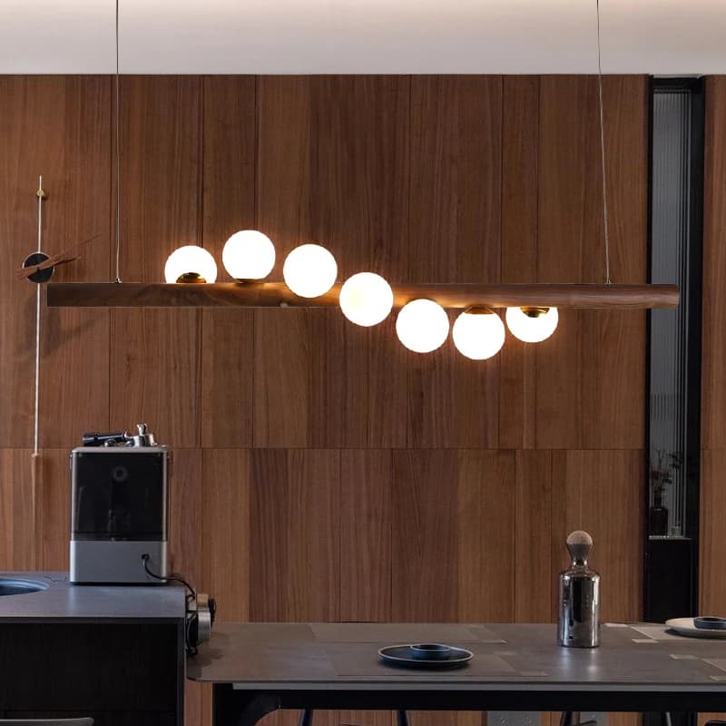 Lampadari moderni in legno G9 Lampade a sospensione per ristorante per sala da pranzo Lustre Lampada a sospensione in legno Illuminazione per isola della cucina Decorazioni per la casa