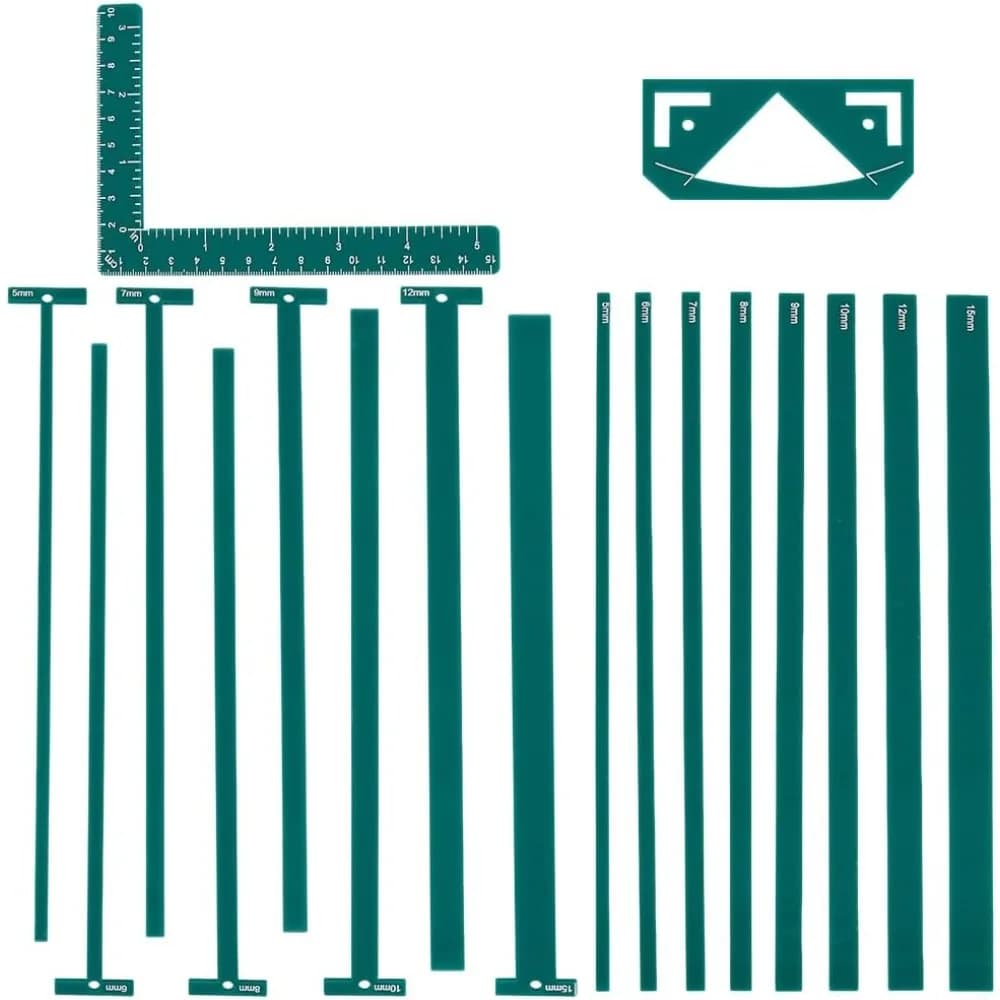 1 Set 18Pcs Flexible Acrylic Bookbinding Templates Book Binding Package Teal Bookbinding Easy Scrapbooking Tool T-Shaped kit