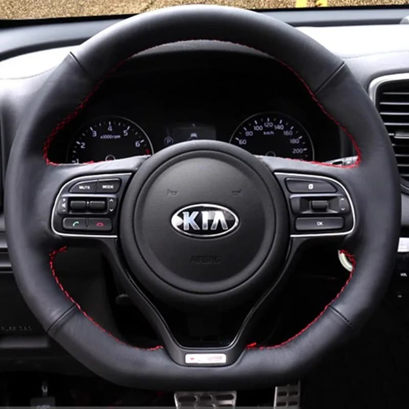 Car cover in true black non-slip leather hand sewn for auto parts Kia Stinger 2017- 2022