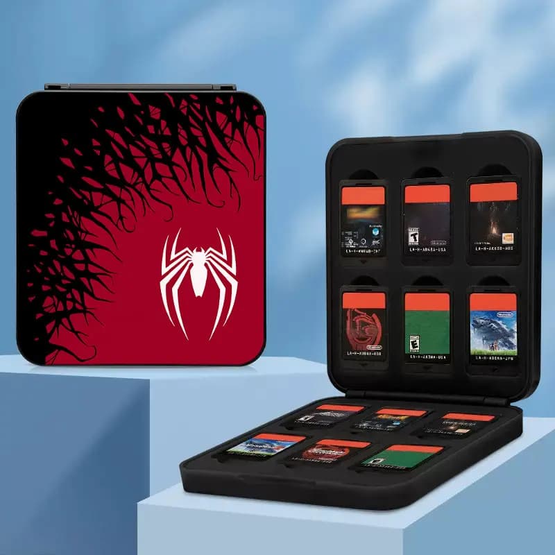Custodia magnetica per carte da gioco a tema Spider per Nintendo Switch Oled 12 in 1 Accessori per scatole di copertura protettiva per schede SD TF