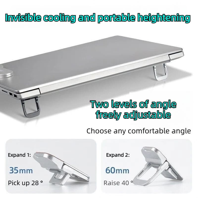 2 Pezzi Mini Supporto Pieghevole per Laptop, Rialzo Portatile per Tastiera con 2 Angoli Regolabili, Supporto Invisibile Autoadesivo per Notebook