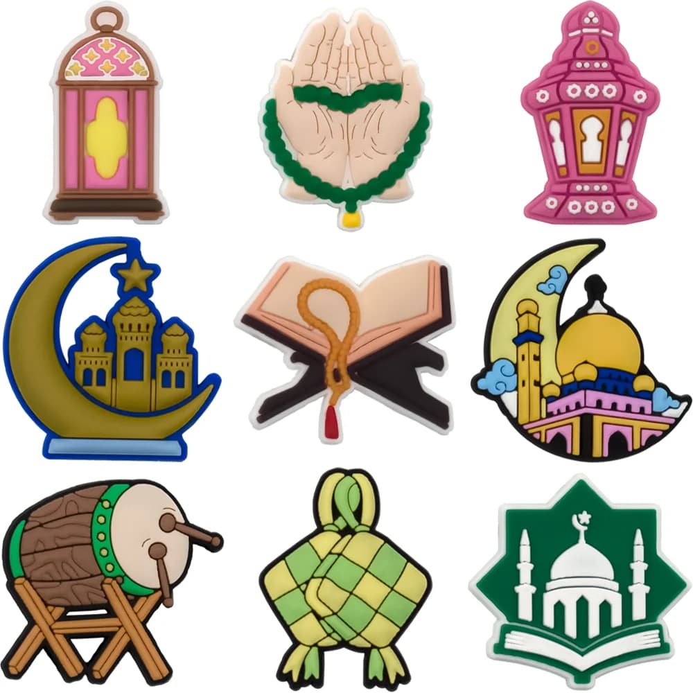 1/9PCS Casual Medio Oriente Scarpe Pendenti e Ciondoli Decorazioni, Luci Castello Spille per Scarpe, Libri Sandali Zoccoli Fibbie Accessori
