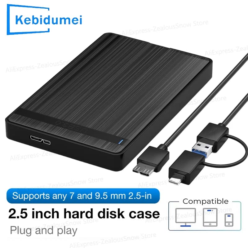USB 3.1 Custodia SATA HDD SSD da 2,5 pollici Scatola di archiviazione esterna per disco rigido mobile da 5 Gbps Custodia meccanica/a stato solido HD Supporto UASP
