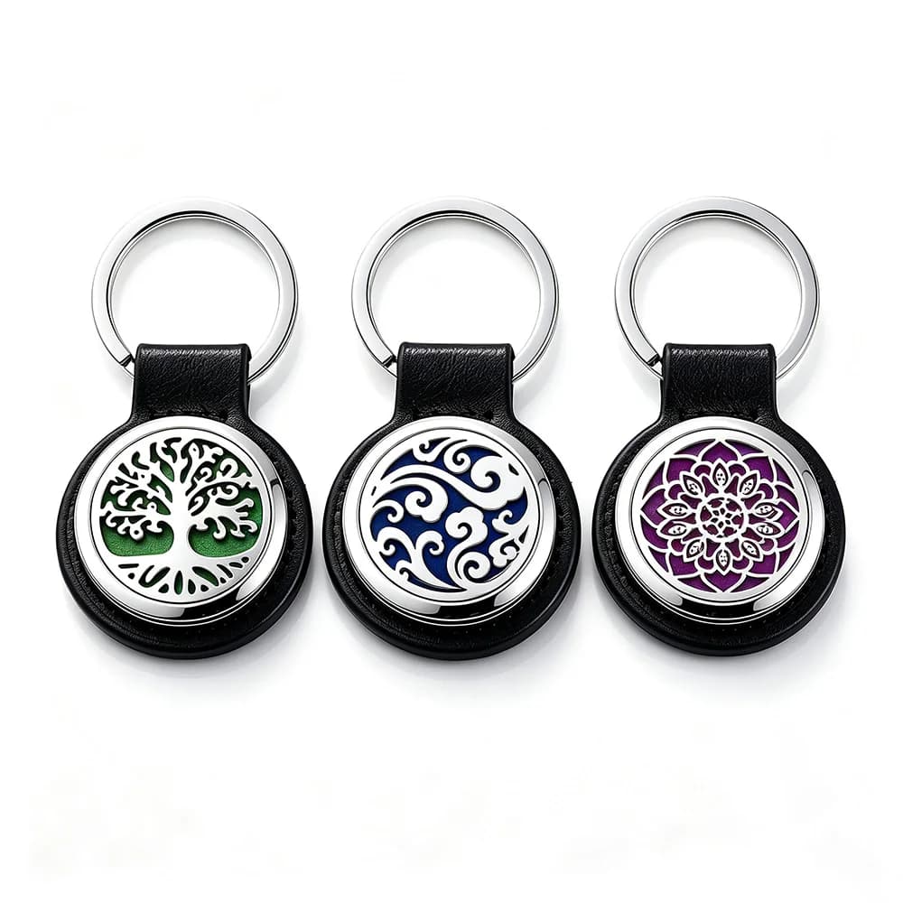 Aromatherapy Keychain Perfume Essential Oil Diffuser Key Chain Open Locket Aroma KeyRings Diffuser Jewelry