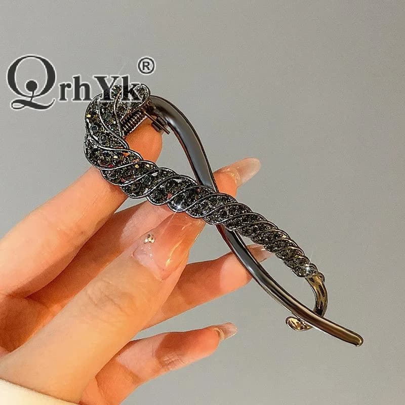 Classic Rhinestone Twist Clip Light Luxury Temperament Twist Clip Straight Clip Ball Clip Versatile Style
