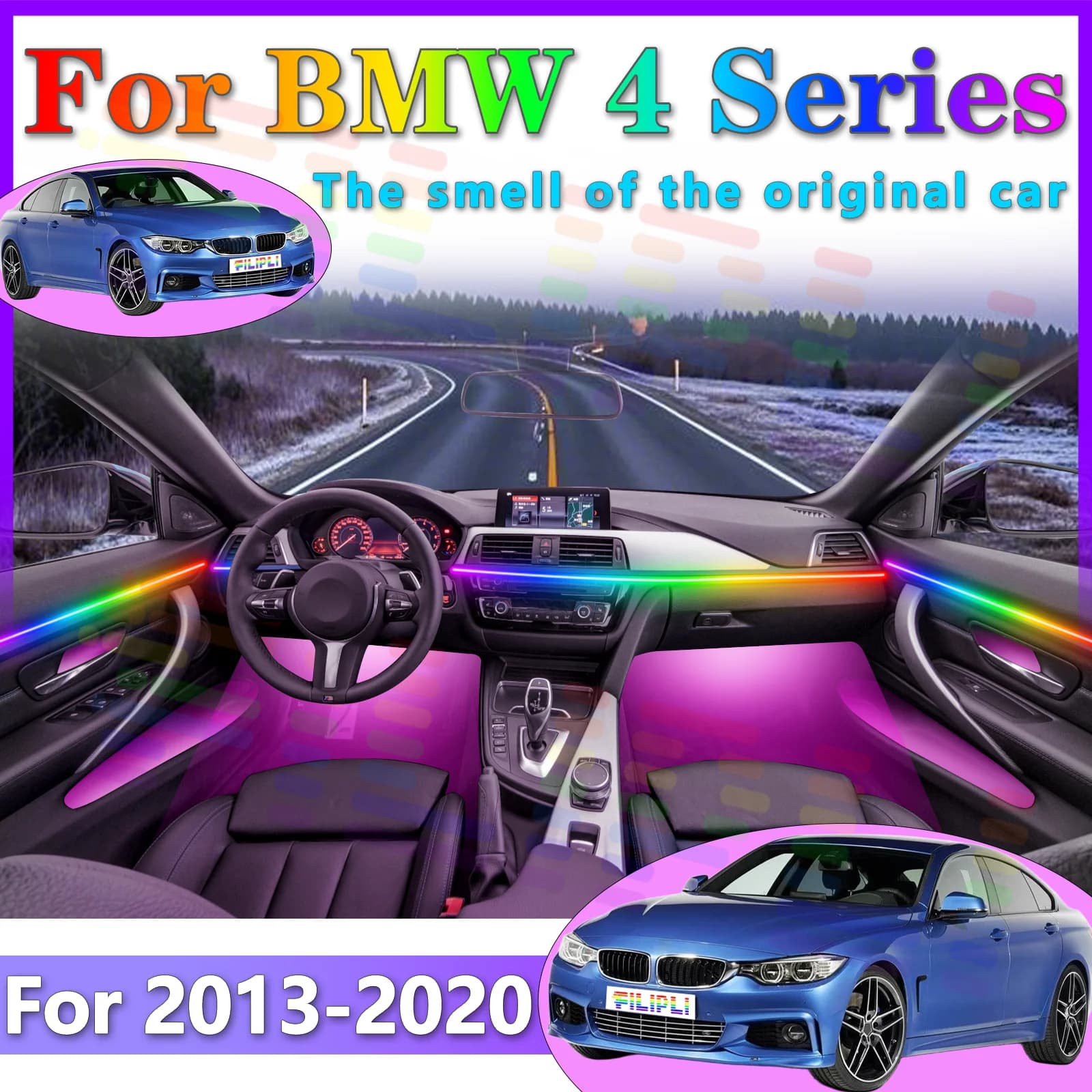Per BMW 4ser F32 F33 F36 Progettato per il driver tecnologico, queste strisce luminose a LED per veicoli intelligenti consente l'integrazione perfetta