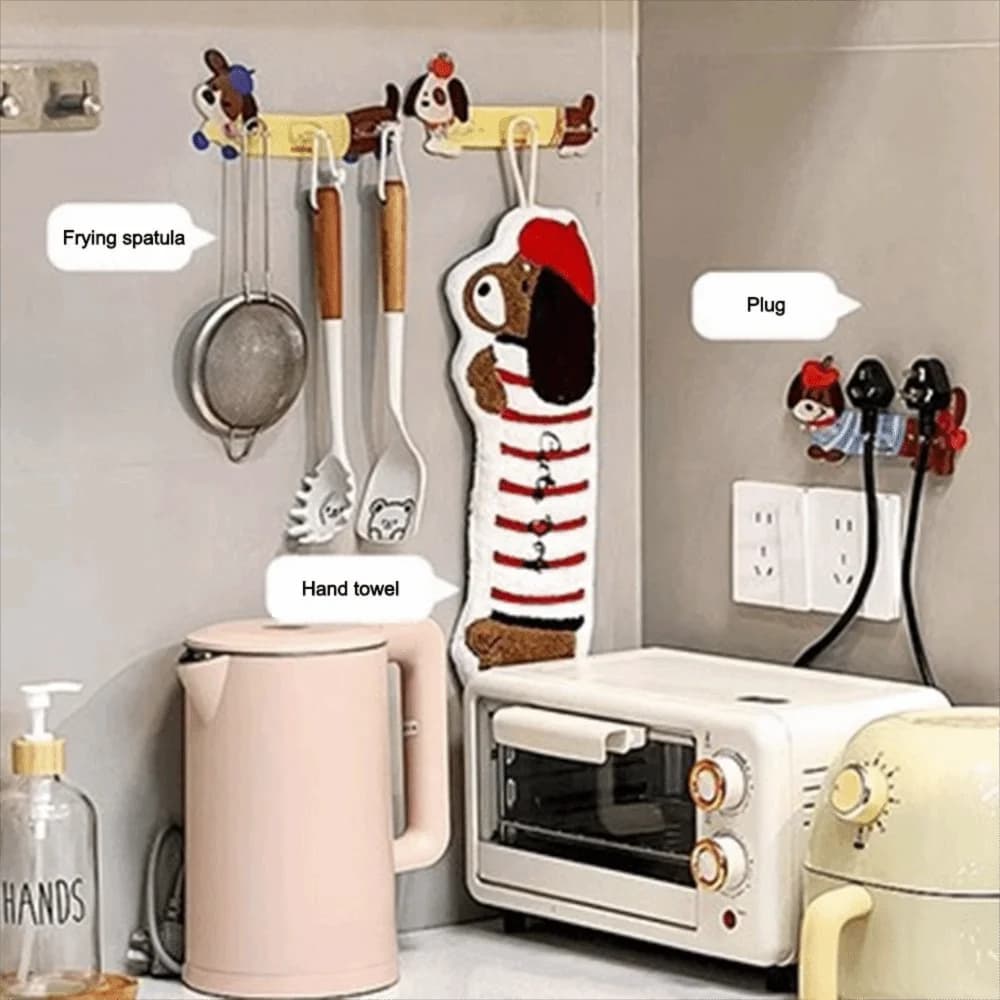 Acrylic Plug Card Slot Storage Hook Wall Mounted Waterproof Dopamine Dachshund Toothbrush Holder Multi-purpose Easy To Install