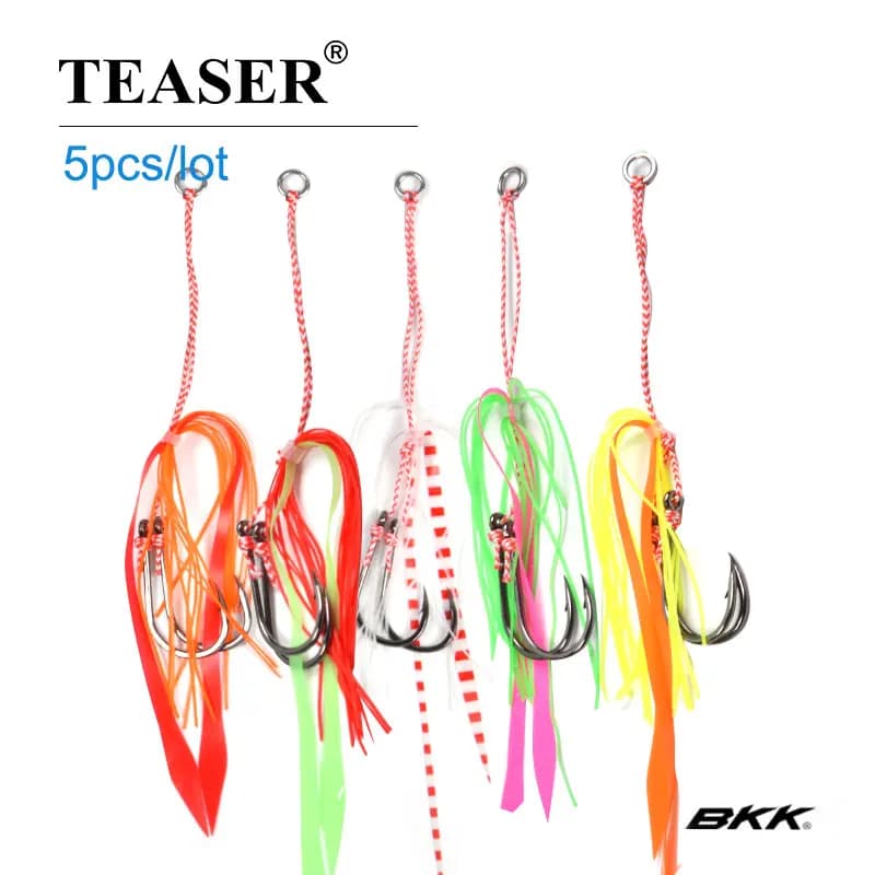 TEASER HK017 5 pz Gonne di Gomma Assist Hook Lento Jigging Gonna Morbida Richiamo Acqua Salata Doppio Gancio Inchiku Amo Da Pesce Tai Kabura