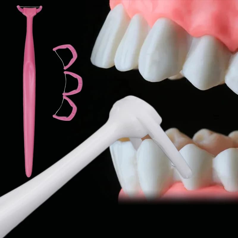 Filo Interdentale Sostituibile con Supporto e 20 Stuzzicadenti, Spazzolino Interdentale per Pulizia dei Denti, Cura Orale Domestica