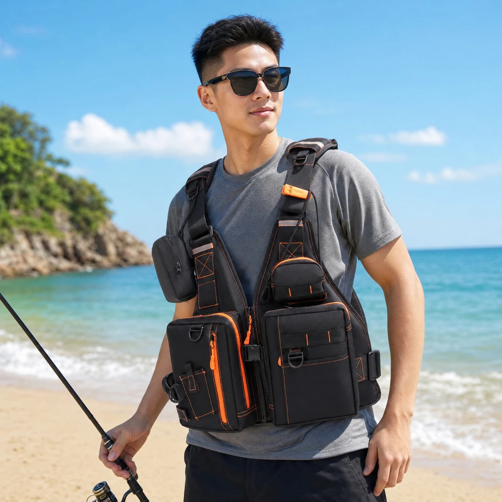 Buoyancy Vest with Whistle High Visibility Utility Vest with Reflective Strips Life Jacket with Safety Buckle Breathable