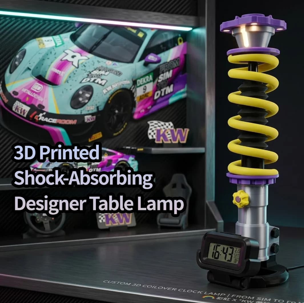 Lampada da Scrivania Premium a Forma di Ammortizzatore Stampata in 3D, Luce Regolabile per Casa, Ufficio e Decorazione Interni Auto