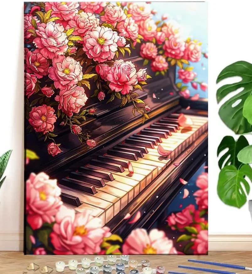 Acrylic Paint By Numbers Enchanted Piano Painting By Numbers on Canvas Coloring By Number for Adults Paint Digital Art