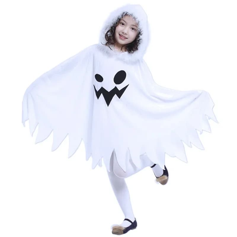 Costume di Halloween per Bambini, Mantello con Cappuccio da Fantasma, Abbigliamento per Cosplay, Mantello per Ragazzi e Ragazze, Travestimento per Natale e Carnevale