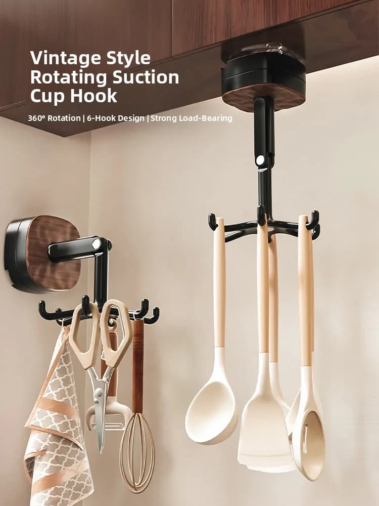 Gancio a ventosa girevole per la moderna casalinga, porta cucchiai e padelle da cucina a parete, organizer in stile nordico in plastica