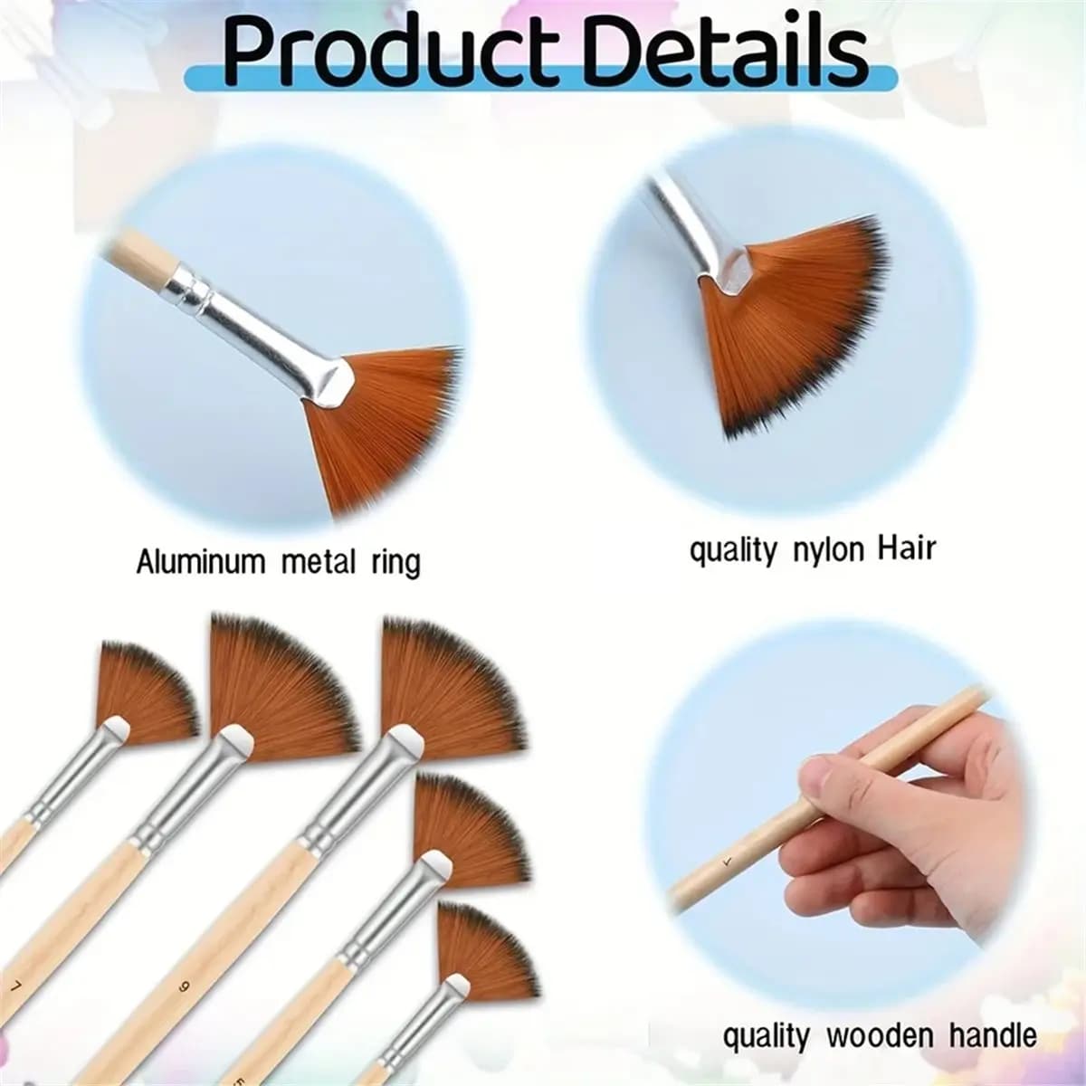 REST 32pcs Nylon Bristle Artist Paint Brushes Set for Acrylic, Oil, Watercolor Painting