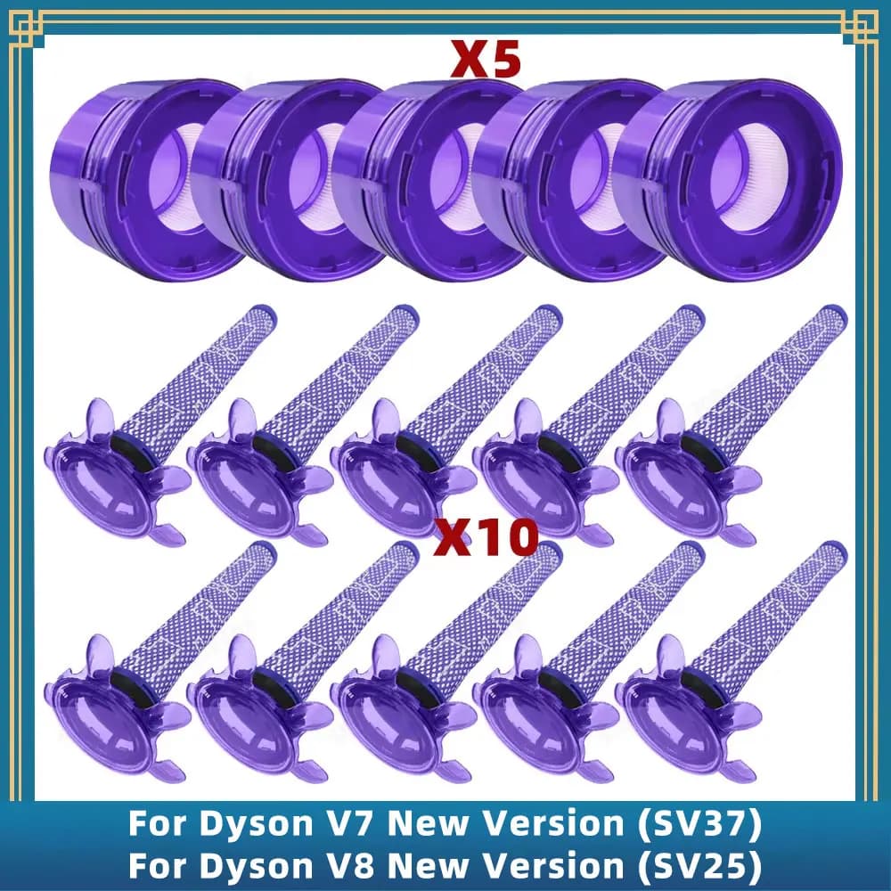 Filter Compatible For Dyson V7 (SV37), V8 (SV25) New Version Cordless Vacuum Cleaner Replacement Parts Pre-Filter Post-Filter