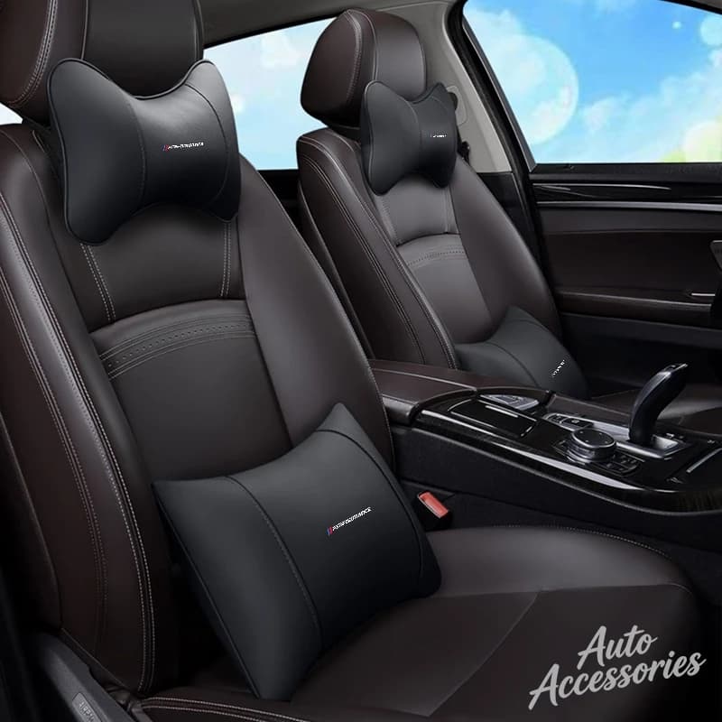 Leather Car Seat Neck Pillow Headrest Rest Cushion Accessory For BMW Performance F30 F10 E90 F20 E46 E60 E70 E39 E36 E87 Sticker
