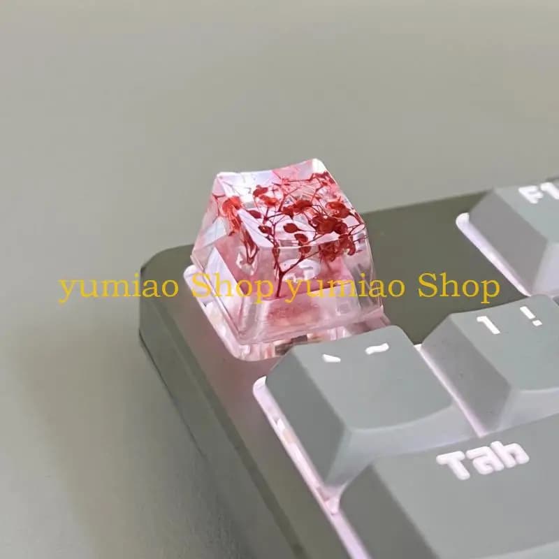 587B Mechanical Keyboards Resins Keycaps OEM Profile Translucents Leaves Dry Flowers Keycaps Customized ESC