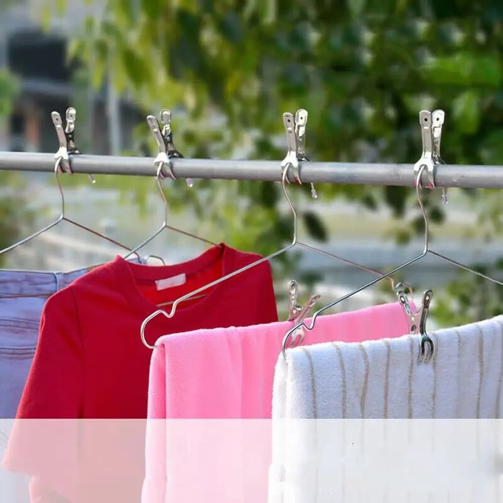 Mollette per Vestiti Resistenti Riutilizzabili, Clip in Acciaio Inossidabile Salvaspazio, Organizzatore per Vestiti e Asciugamano Antiscivolo Durevole