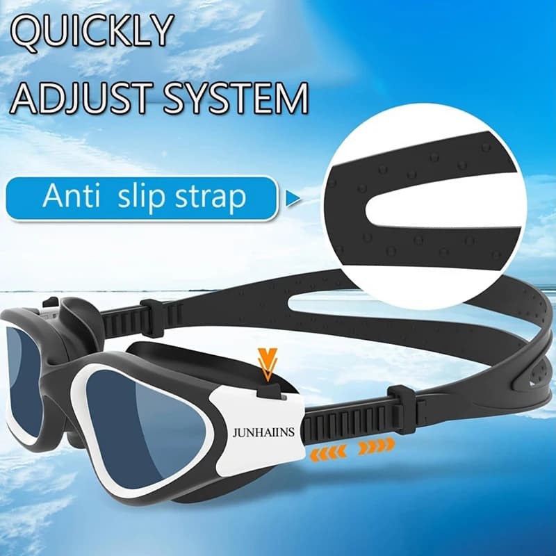 Adult Swimming Eyelets HD 180 ° Swimwear with Large Visual, UV Protection, Silicone Strap, Rapid Adjustment, Anti-slip and Waterproof