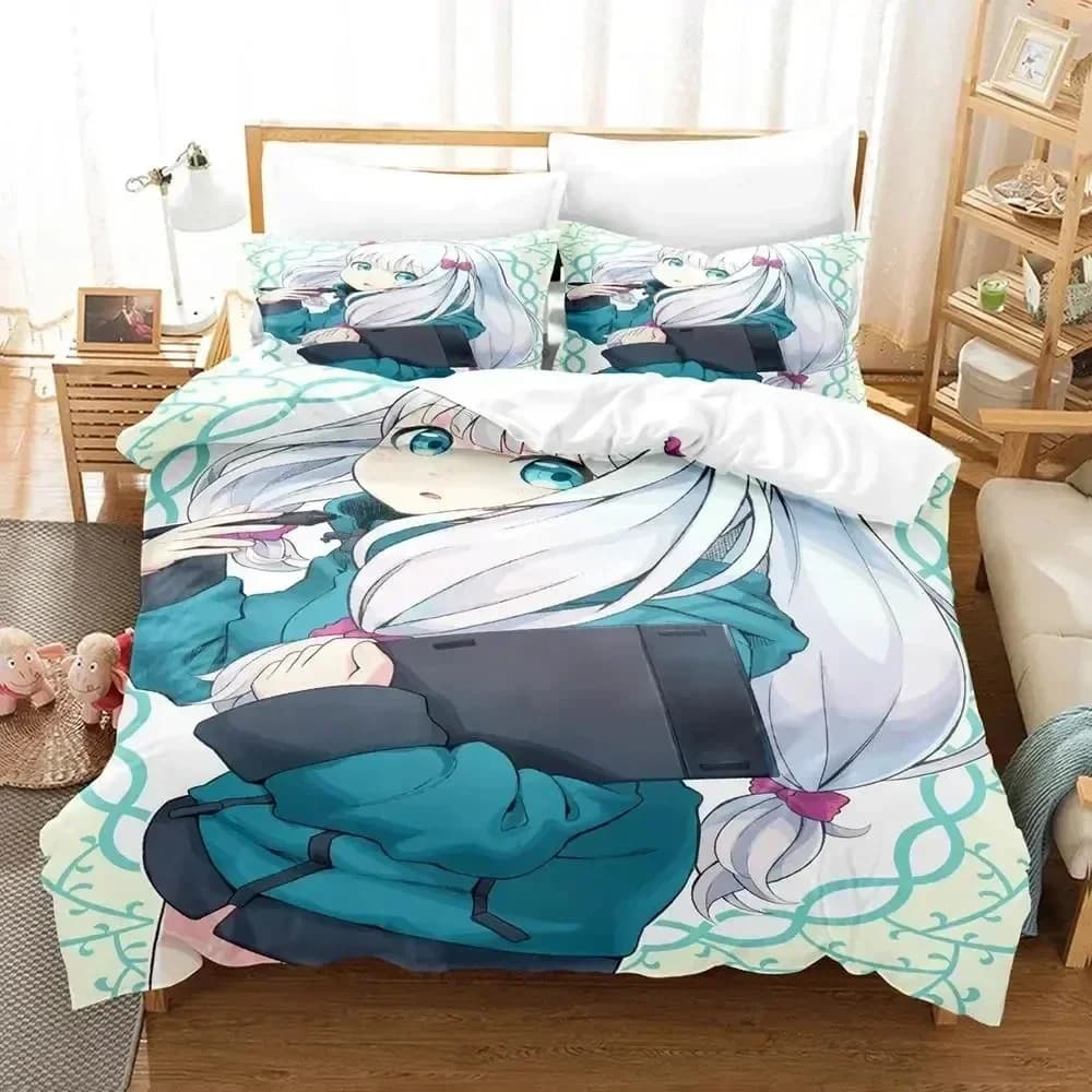 Anime Sagiri Izumi Eromanga Sensei Set biancheria da letto Copripiumino Set letto Copripiumino Federa Trapunte king Queen Size Ragazzi Adulti