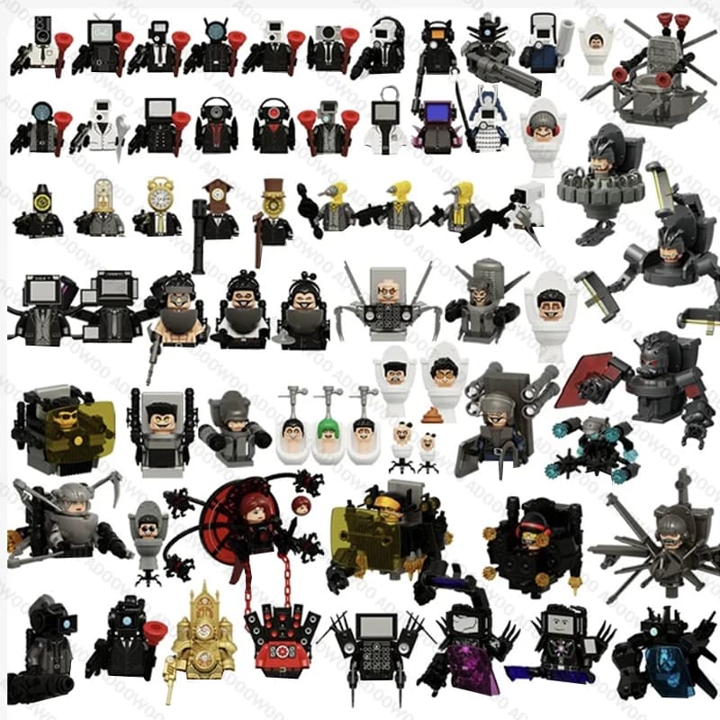DLL001 KDL818 DJ War Damaged Skibidi Toilet Men's Doll Game Anime Building Blocks Toys TvMan Titan Bricks Model Toys Gifts