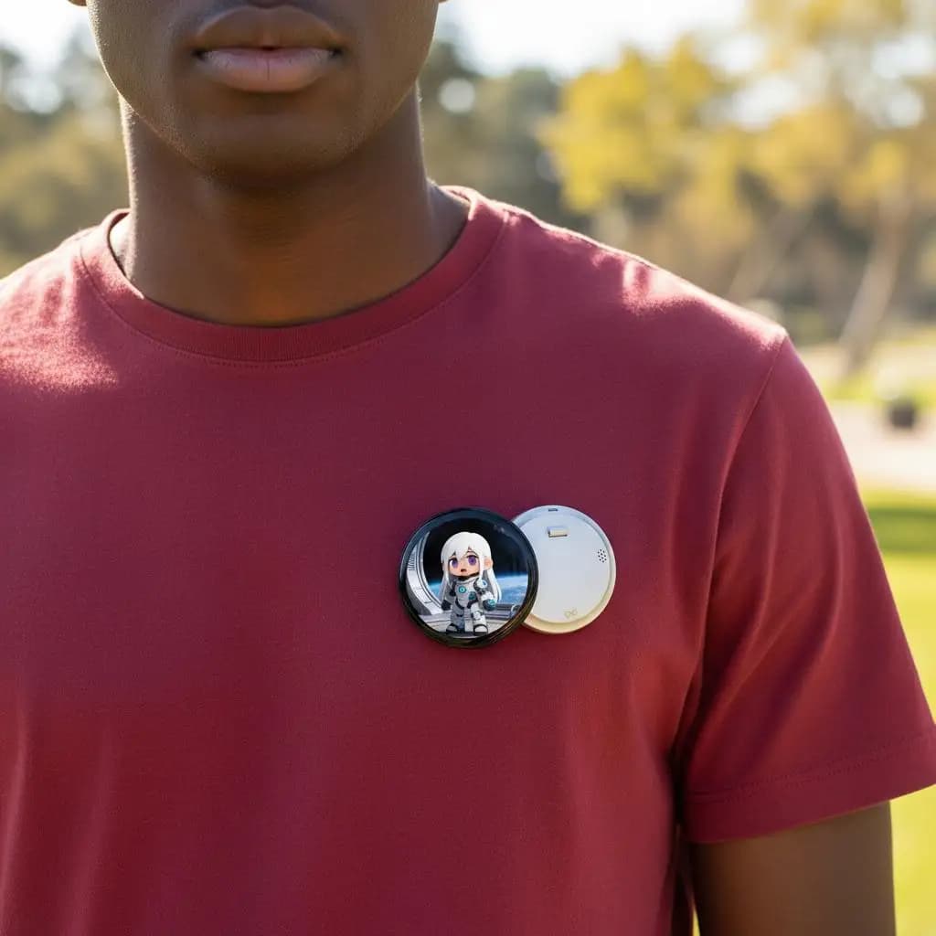 Badge Digitale Anime Intelligente Bluetooth con Suono, Display Dinamico, Merchandise Anime, Badge Elettronico con Display Digitale